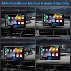Carpuride W703 Wireless CarPlay for Apple CarPlay & Android Auto, 7" IPS Portable Car Audio Receivers with 4K Front and 1080P Backup Cam, Loop Recording/Mirror Link/Light & G-Sensor/Siri/Navigation/FM