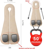 2 Pack Car Headrest Hooks for Purses and Bags Cute Leather Car Seat Back Head Rest Double Hooks for Bags Cute Pink Beige Car Accessories Headrest Back Seat Handbags Hook (Beige 2 Pack)