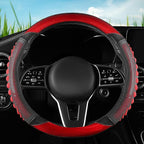 5D Honeycomb Black Red Car Steering Wheel Cover,14.5-15 Inch Universal Carbon Fibre Leather Covers Breathable Anti-Slip Odorless Steering Wheels Accessories for Men Women
