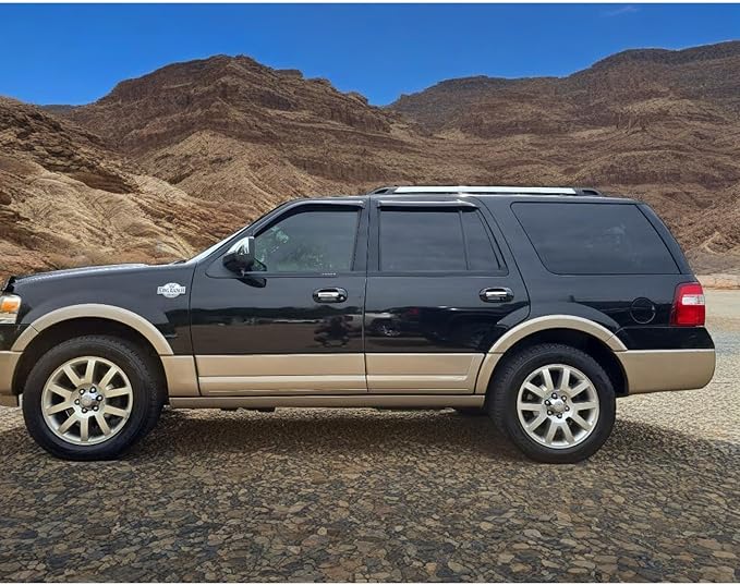 Tape on Car Side Window Visors Vent Window Shade Fit 97-17 Ford Expedition, Sun Rain Guards Wind Deflectors 94233, 4-Piece Set