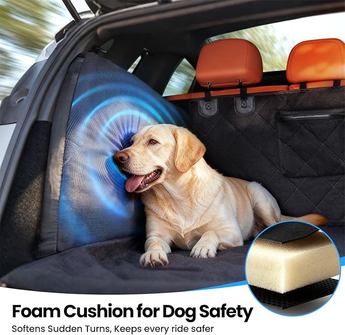 SUV Cargo Liner for Dogs, Full Coverage Non-Slip Cargo Cover with Cushioned Sides to Protect Your Dog, Waterproof & Durable, Machine Washable Trunk Protector Mat (L, Black)
