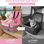 Dog Car Seat for Small/Medium Dogs Up to 35 lbs – Patented Safety System, 5" Memory Foam Pet Booster Car Seat, Fully Detachable and Washable Dog Carseat with 2 Storage Pockets (Pink)