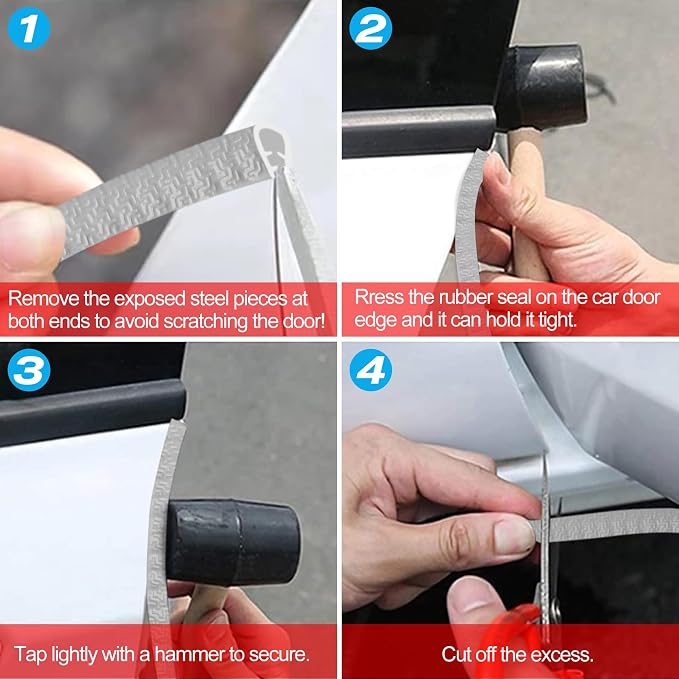 33Ft(10M) Long Car Door Edge Guards, U Shape Edge Trim Rubber Seal Protector Car Door Protection Anti-Collision Rubber Clips Easy to Cut No Need Adhesive Fit for Most Vehicles| Grey