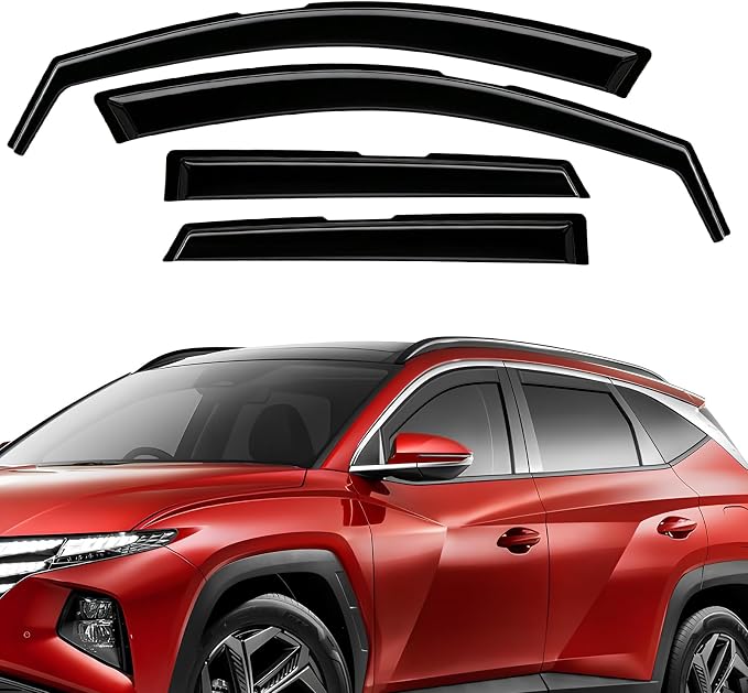 in-Channel Rain Guards Fit for Hyundai Tucson 2022 2023 2024 2025 2026, Durable Side Windows Rain Guard Wind Deflectors 2022-2026 Tucson Rain Guard Black 4 PCS