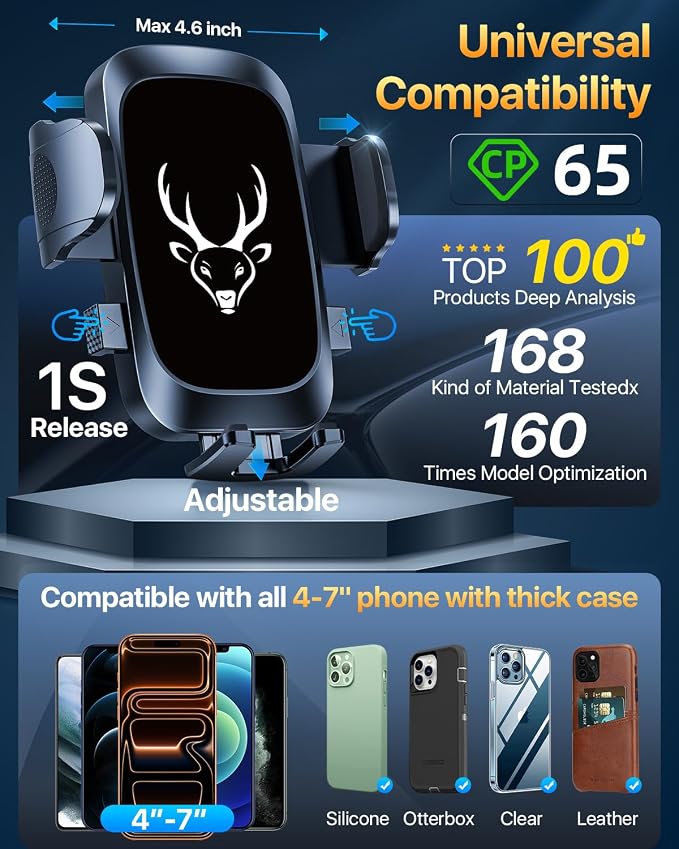 【Upgraded Strongest Suction & Pro Military-Grade】Ultimate Car Phone Mount【360°Rotatable Suction】Cell Phone Holder Truck Stand for Dashboard Windshield Vent for iPhone 17 Pro Max Samsung,Graphite Black