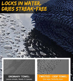 2-Pack Long-Reach Pro Car Drying Towels, 48"x32" Extra Large Super Absorbent Towels, High GSM Twisted Loop, Streak-Free Single-Sided Microfiber for Car Detailing, SUV, Truck (Dark Blue)