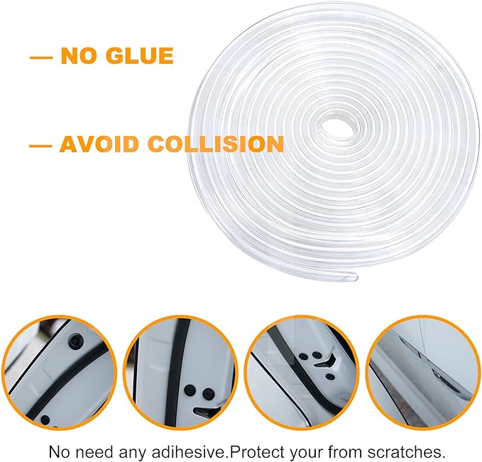 Eytool 5M Clear Door Edge Protectors, Rubber Edge Trim Seal Protector with U Shape Car Protection Door Edge Guard Fit for Most Car (Clear, 16.4FT)