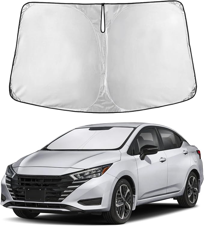 Windshield Sunshade Compatible for Nissan Versa 2020-2023 2024 2025, Sun Visor for Front Windshield & Window Sun Shade Cover, UV Heat Blocker & Protector, Car Accessories