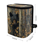 Bear Hunting Camo Print Car Trash Can with Lid, Leak Proof Auto Trash Bag Hanging Vehicle Garbage Can Multipurpose Storage Container for Back Seat Road Trip