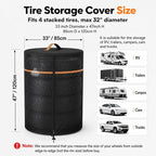 Wheel Cover,Durable 420D Oxford Tire Storage Cover with Waterproof Zipper and Reflective Handle,Easy to Put on,Large Tire Covers for Storage,Indoor/Outdoor Use(Holding 4 Tires Within 32 Inch Diameter)