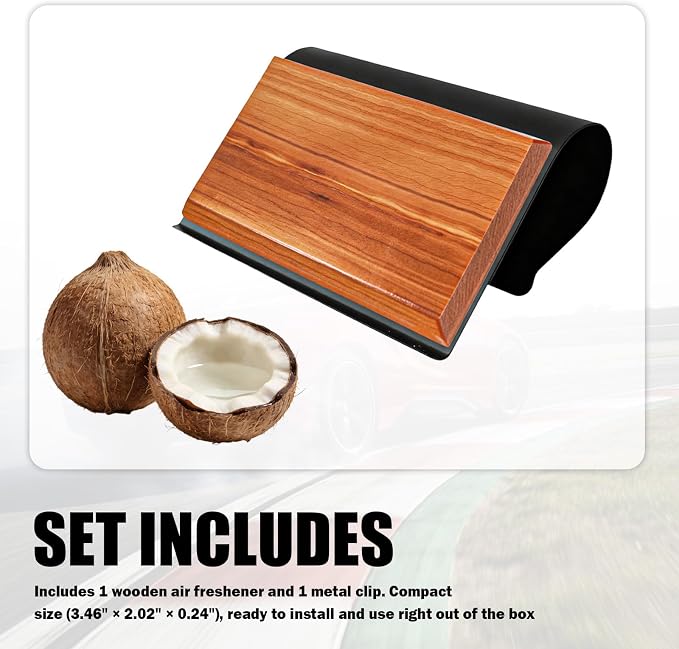 Wood Car Air Freshener,Magnetic Wood Car Fresheners Long Lasting for Absorbing Unpleasant Smells,Reusable Wooden Cars Freshener Cars Interior Accessories for Truck & SUVs (Coconut)