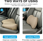 Car Seat Cushion - Memory Foam Seat Pad for Sciatica & Lower Back Pain Relief - Driving Cushion with Breathable Mesh Cover - Road Trip Essentials for Drivers (3D Beige)