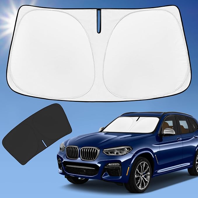 Sun Shade Sunshade for BMW X3 2018-2026 Windshield Shade Sun Cover | 4-Layer Front Window Shade, Custom Fit X3 Base, xDrive28i, xDrive35i, M Sport SUV, 240T Shade Blocks UV Rays, Sun Visor