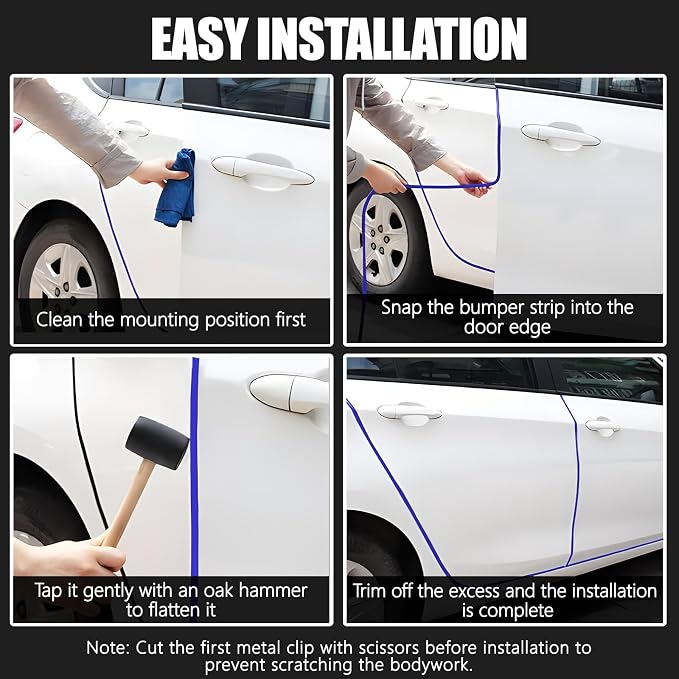 13.1Ft (4M) Car Door Edge Guards, Rubber U Shape Automotive Door Entry Guard Protector Strip, No Glue Required, Universal Vehicle Doors Edge Trim, Exterior Car Accessories (Blue, 13.1FT)