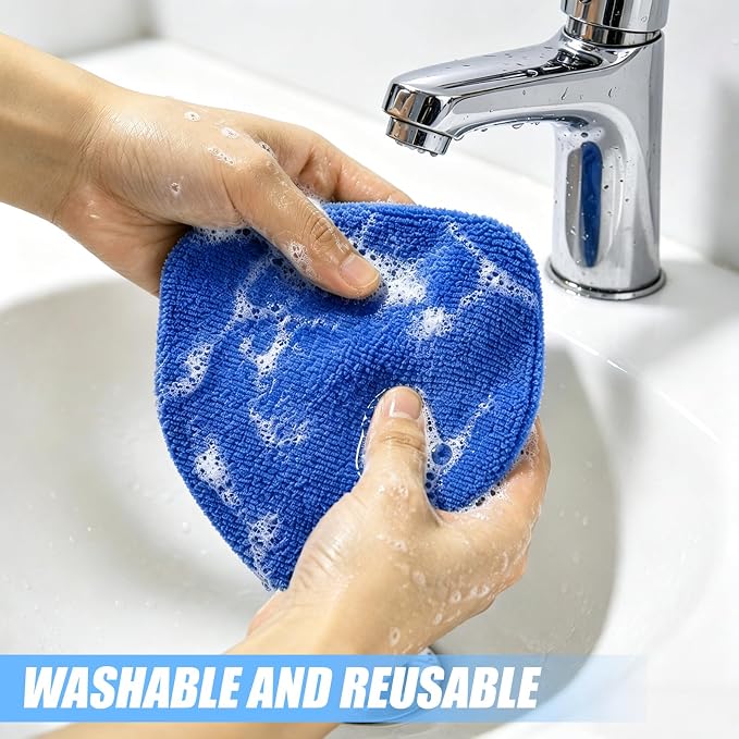 7 PCS Windshield Cleaning Tool, 19" Windshield Cleaner Kit with Extendable Handle, Microfiber Towel Pads, Brush, Empty Spray Bottle for Auto Glass Interior (Blue)