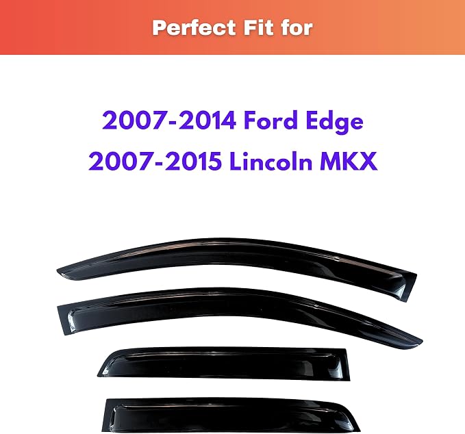 KPY Rain Guards Fit for 2007-2014 Ford Edge, Out-Channel Window Visors Vent Wind Deflectors 4PC, Car Accessories for 2007-2015 Lincoln MKX