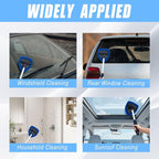 7 PCS Windshield Cleaning Tool, 19" Windshield Cleaner Kit with Extendable Handle, Microfiber Towel Pads, Brush, Empty Spray Bottle for Auto Glass Interior (Blue)