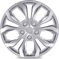 4-Pack Universal Hubcaps Wheel Covers Replacement R16, Steel Wheel Rim Cover for Most Cars Trucks Sedans SUV, 16" 16 in Hub Caps (Silver Color, 16 inch)