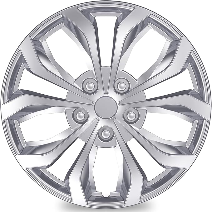 4-Pack Universal Hubcaps Wheel Covers Replacement R16, Steel Wheel Rim Cover for Most Cars Trucks Sedans SUV, 16" 16 in Hub Caps (Silver Color, 16 inch)
