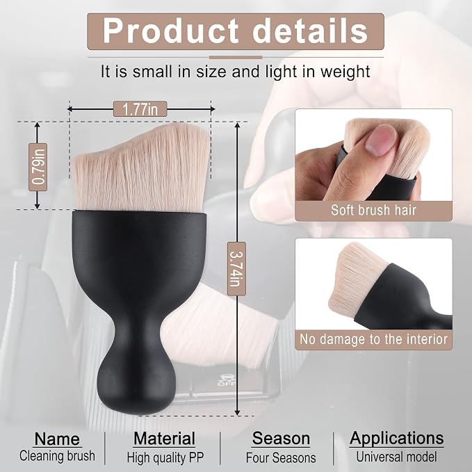 Car Detailing Brushes, Car Interior Dust Sweeping Soft Brush, Soft Bristles Brush Cleaning Tool for Automotive Dashboard, Air Conditioner Vents, Computer, Scratch Free(Ivory White)