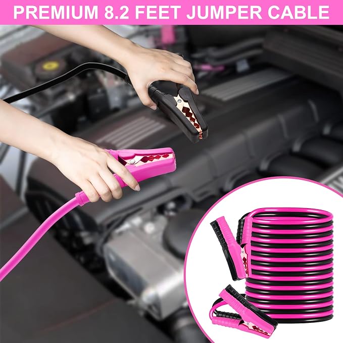 Car Roadside Safety Kit - 129pcs Pink Winter Emergency Road Side Assistance Kits Auto Essential Kit for Men, Women, Teen