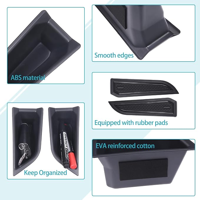Front Door Side Storage Box Compatible with Audi Q4 E-Tron 2022 2023 2024 2025, ABS Car Front Door Side Armrest Grab Handle Groove Storage Organizer Tray Pocket Slot Mat Insert Accessories