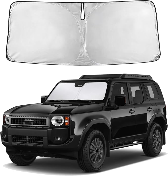Windshield Sunshade Compatible for Toyota Land Cruiser 2024-2025 2026, Sun Visor for Front Windshield & Window Sun Shade Cover, UV Heat Blocker & Protector, Car Accessories