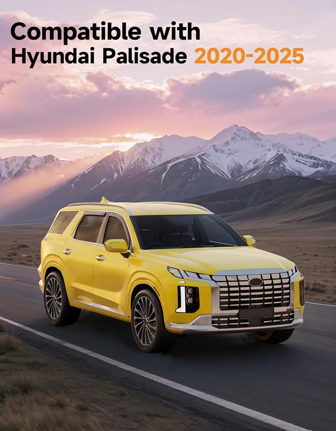 in-Channel Window Rain Guards Fit for Hyundai Palisade 2020 2021 2022 2023 2024 2025 Rain Guards Extra Durable Side Window Deflectors Visor Vent Visors Vent Shades Car Accessories -4 pcs
