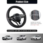 Leather Car Steering Wheel Cover, 15 Inch Anti-Slip Carbon Fiber Black Steering Wheel Cover, Universal Car Interior Accessories for Trucks Sedans SUVs (Black)