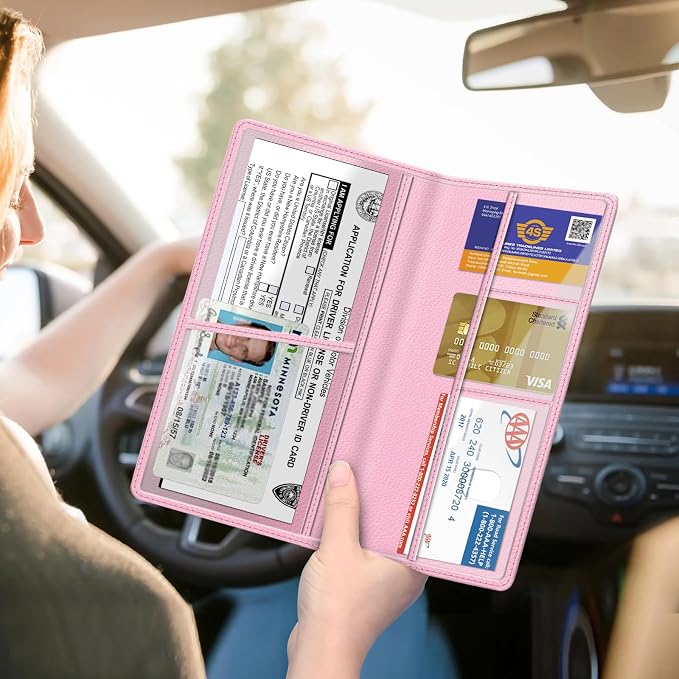 Car Registration and Insurance Card Holder, Vehicle Glove Box Card Organizer Wallet Automobile Accessories for License