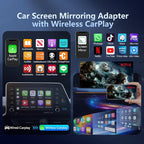 Car Screen Mirroring Adapter with Wireless CarPlay - Supports Watching Any App (YouTube, Net-flix, TikTok, etc.), Siri Control & Phone Charging, Compatible with Factory-CarPlay Equipped Vehicles.