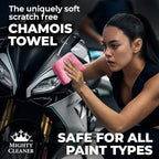Premium Shammy Cloth for Car Drying - Super Absorbent Reusable Chamois Towel - Scratch-Free - 26'x17'