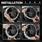 Halloween Skull Steering Wheel Cover, Anti-Slip Skeleton 15 Inches Car Steering Wheel Cover for Women Men, Neoprene Floral Car Accessories Protective Case for Vehicle Truck SUV
