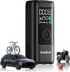 WARWOLF 160PSI Portable Air Compressor, Electric Air Pump for Car Tires with Pressure Gauge, Dual Power 12V DC, LED Light, Auto Shut-Off, Tire Pump for Auto, Motorcycle, Bicycle, Balls