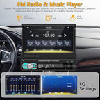 Single Din Carplay Car Stereo with Bluetooth AHD Backup Camera, 7 Inch flip Out Touch Screen Car Radio MP5 Player Support Android Auto, Mirror Link, USB, TF, FM Radio, Aux-in, SWC