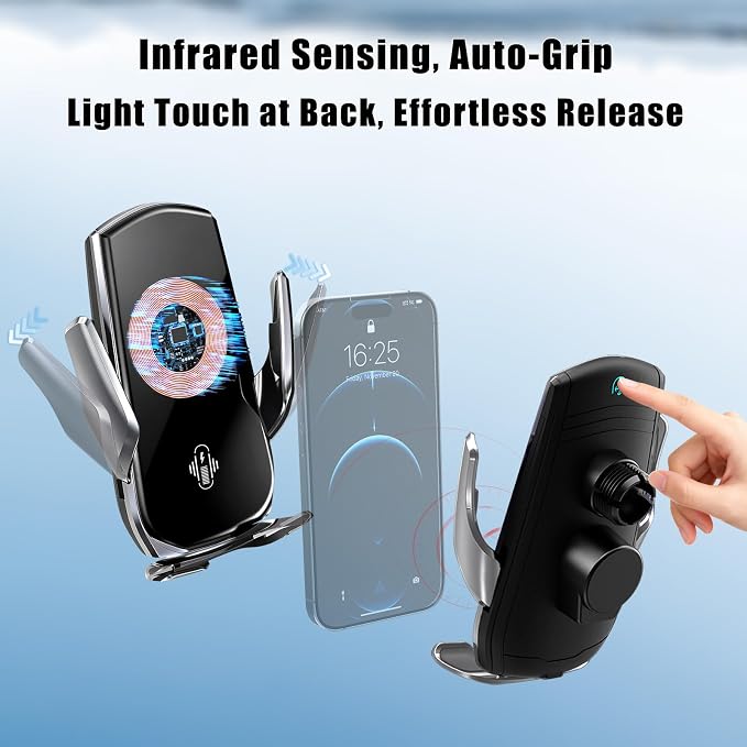 Car Phone Mount for Ford Explorer 2011–2018, 15W Wireless Fast Charging Auto-Clamping Vent Phone Holder, One-Hand Operation, Hands-Free, 360° Adjustable, Without Blocking Airflow