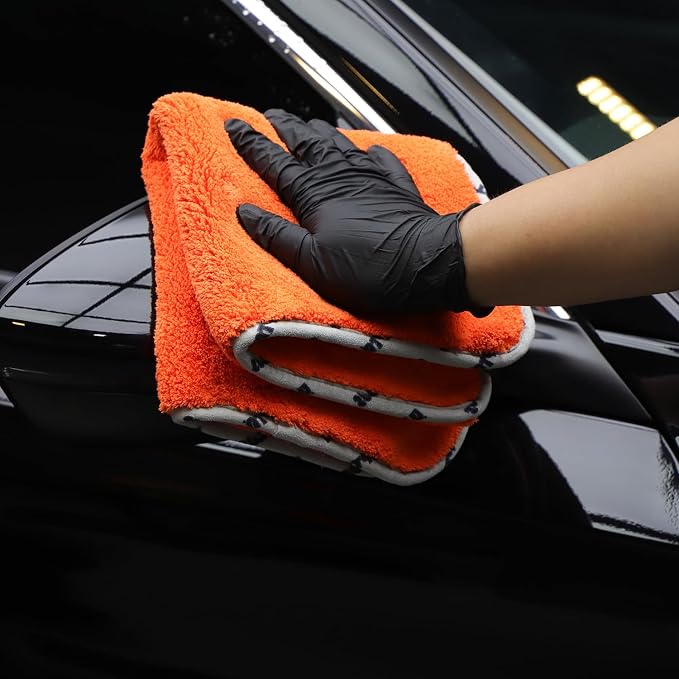 Car Microfiber Towels, 3Pcs Microfiber Car Cleaning Cloths, Upgraded 1200gsm Ultra-Thick Cars Drying Towel Microfiber for Car and Home Polishing Washing and Detailing 16'' x 16'' (3 Pack)