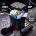 Car Trash Can, 2 Packs Mini Car Garbage Can with Lid, Leakproof Small Cup Holder Trash Can for Car with 60 Trash Bags, Vehicle SUV Truck Organizers and Storage for Home, Office, Black