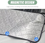 1 PC Car Front Windshield Trough Cover, 66.9" x 17.7" Foldable Dust Frost Wiper Cover, Elastic Band + Suction-Type Quick Installation Four-Season Universal Vehicle Essential Parts (Silver)