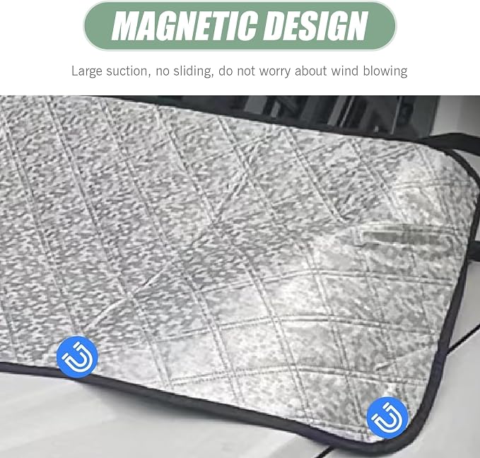 1 PC Car Front Windshield Trough Cover, 66.9" x 17.7" Foldable Dust Frost Wiper Cover, Elastic Band + Suction-Type Quick Installation Four-Season Universal Vehicle Essential Parts (Silver)