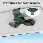 Sunglass Holder for Car Visor, Grass Green, 2 Packs | Suede Cloth, Magnetic, Organizer for Car Accessories