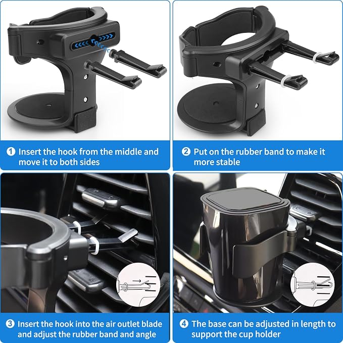 Cup Holder for Car, Cup Holder Expander for Car Air Vents, Car Ashtray Holder, Suitable for Cars and Trucks with Horizontal Blade Vents (2PCS)