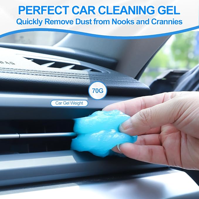 6 Pack Car Cleaning Supplies – Car Duster Interior & Brush Interior & Cleaning Gel, Car Detailing Cleaning Kit for Cars, Trucks, SUVs & RVs