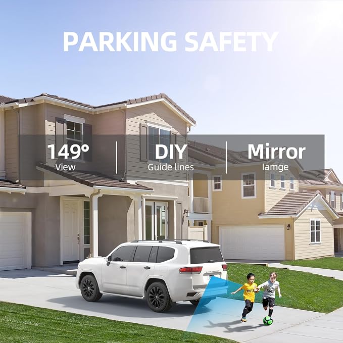 Backup Camera 4.3' HD 1080P Front Rear View Monitor kit IP69 Waterproof Night Vision DIY Grid Lines for Car Trucks RVs Tractors Bus Semi-Trailers Pickup A43
