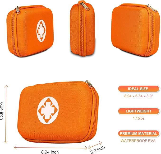 276PCS Mini Car First Aid Kit Travel Size for Business Trips, Compact First Aid Emergencies Kit Supplies for Rv Hiking Rode Trips Home Essentials, Orange