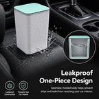 Mini Car Trash Can with Press Lid, Leakproof One-Piece Design, ABS Plastic Garbage Bin with Stainless Steel Spring for Auto Interior (White)