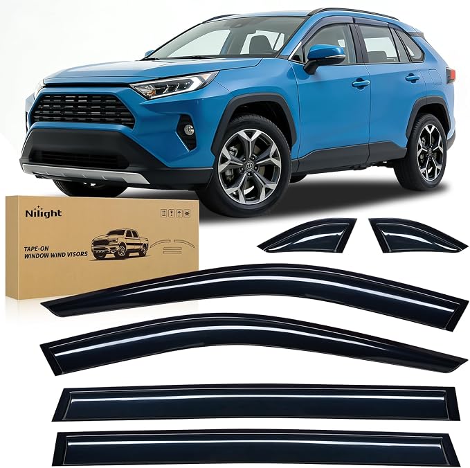 Window Rain Guards for Toyota Rav4 2019 2020 2021 2022 2023 2024, Out-Channel Window Visors Vent Wind Deflectors-6PCS