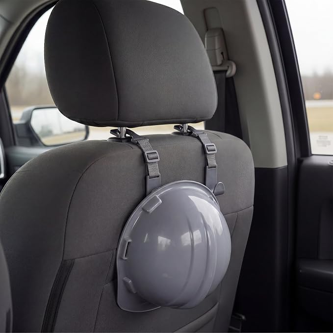 4 Pcs Hard Hat Hook for Truck Adjustable Hard Hat Holder Hardhat Holder Truck Seat Back Organizer 55 lb Load Heavy Duty Hardhat Buddy Hanger Storage Car Vehicle Headrest Bag Gear (Grey)