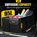 Car Trunk Organizer - 95L Collapsible Trunk Organizer with Lid, Sturdy Car Storage for SUV Auto Truck Van with Adjustable Straps and Non Slip Bottom (Black, XX-Large)