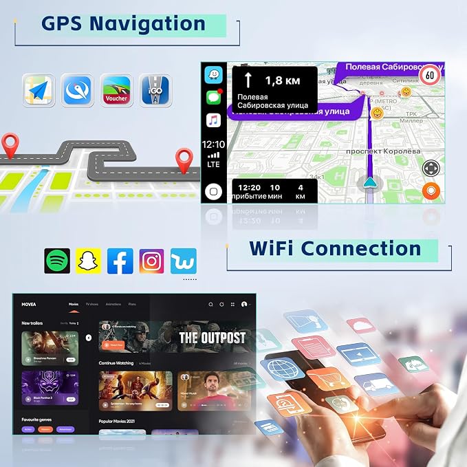 [8-Core 4+64G] Android 15 Car Stereo for Kia Sportage 2010-2016, 9" Touch Screen Sportage Car Radio with Wireless CarPlay Android Auto GPS Mirror Link 5Ghz WiFi Bluetooth FM/RDS EQ Backup Cam+MIC